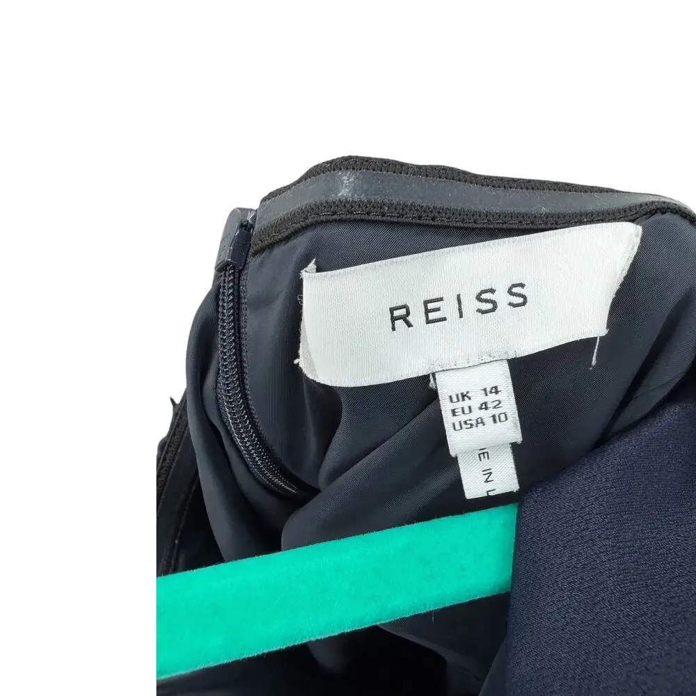 Reiss Corina Halter Neck Wide Leg Jumpsuit Night Navy Tie Waist US 10